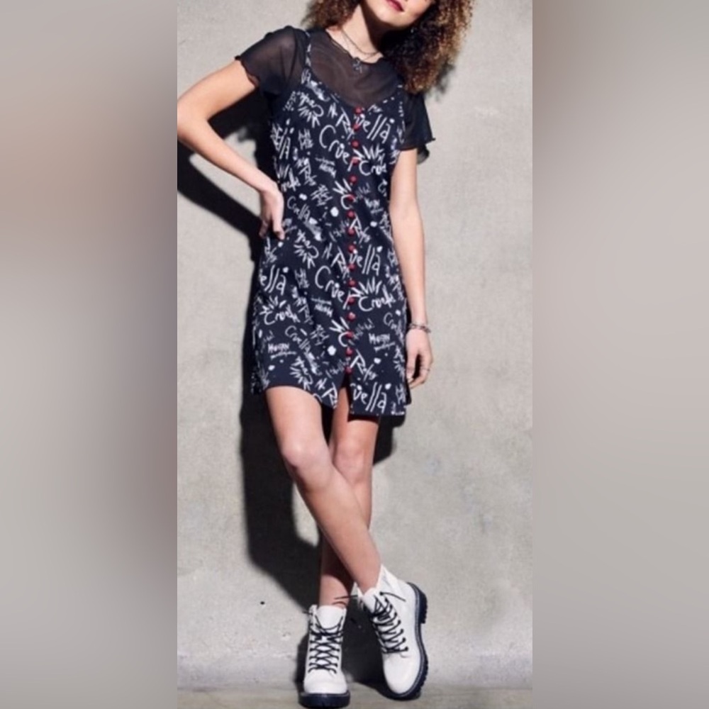 Disney Black and White Graphic Mini Dress